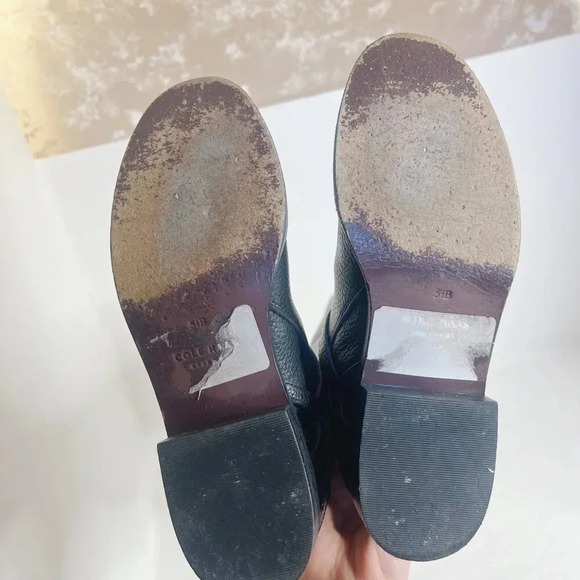 Cole Haan Pearlie Black Pebbled Leather Riding Boot With Buckle Women's Size 5.5 - Picture 8 of 11